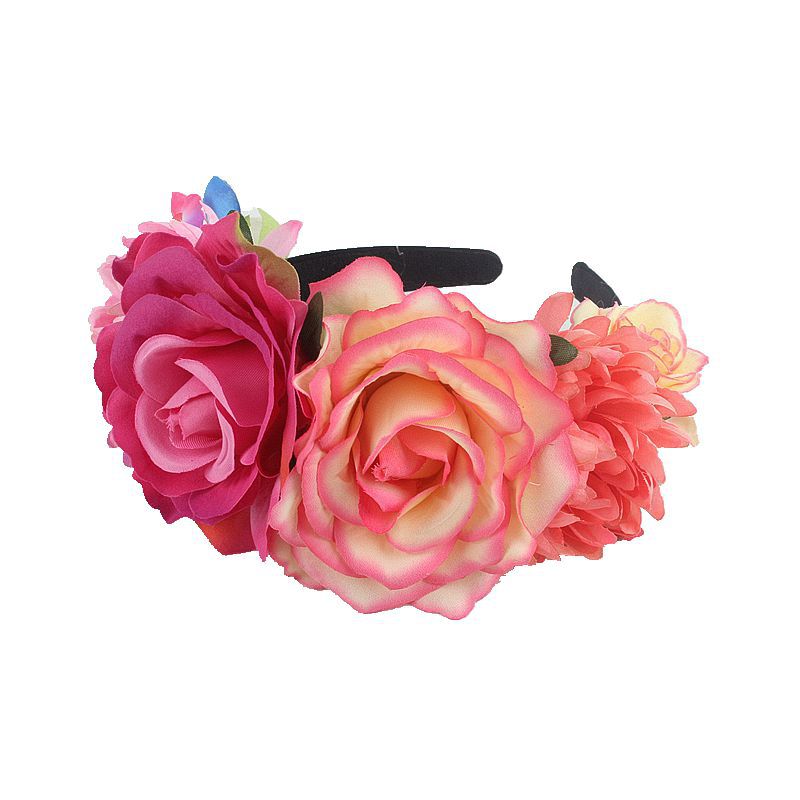 Artificial rose headband headwear ethnic makeup pie butt buckle