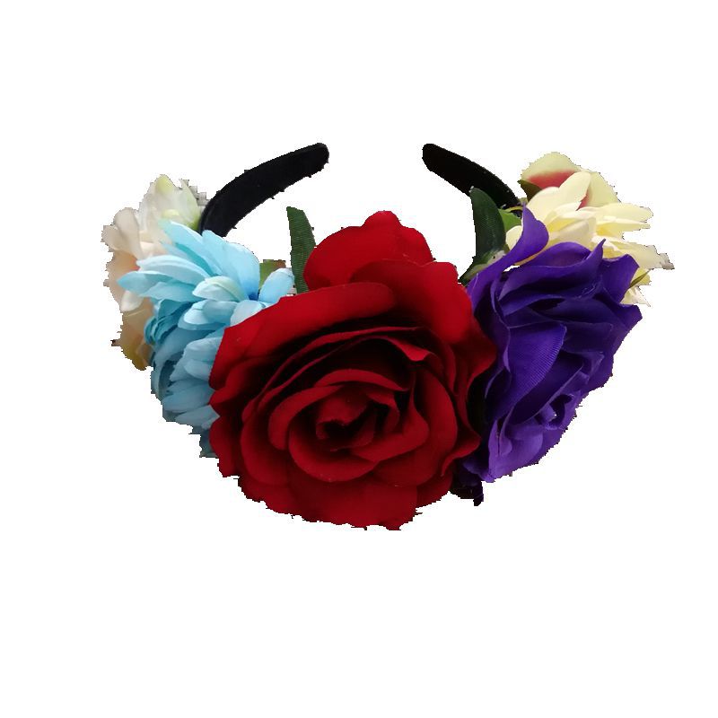 Artificial rose headband headwear ethnic makeup pie butt buckle