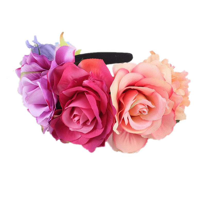 Artificial rose headband headwear ethnic makeup pie butt buckle