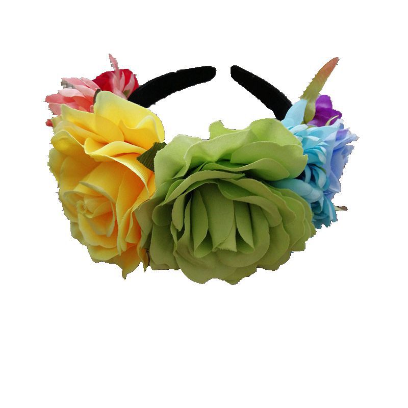 Artificial rose headband headwear ethnic makeup pie butt buckle