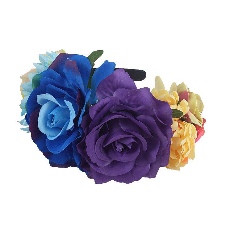 Artificial rose headband headwear ethnic makeup pie butt buckle