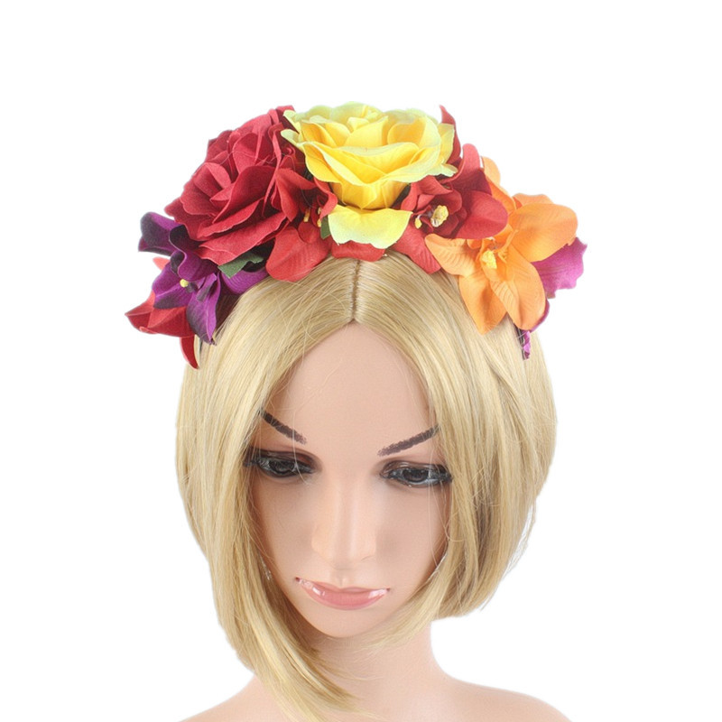 Artificial rose headband headwear ethnic makeup pie butt buckle