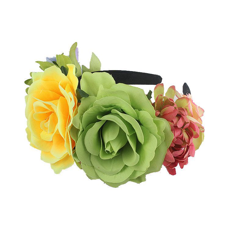 Artificial rose headband headwear ethnic makeup pie butt buckle