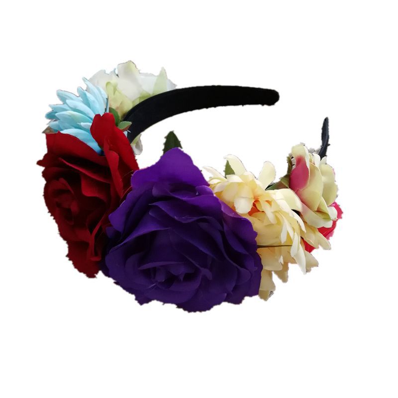 Artificial rose headband headwear ethnic makeup pie butt buckle