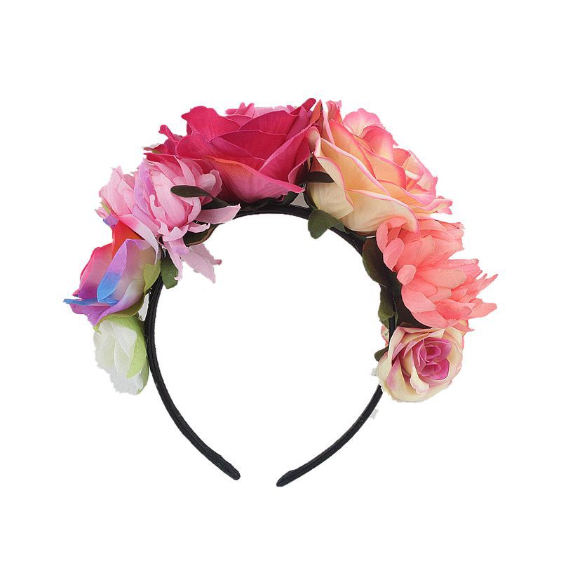 Artificial rose headband headwear ethnic makeup pie butt buckle