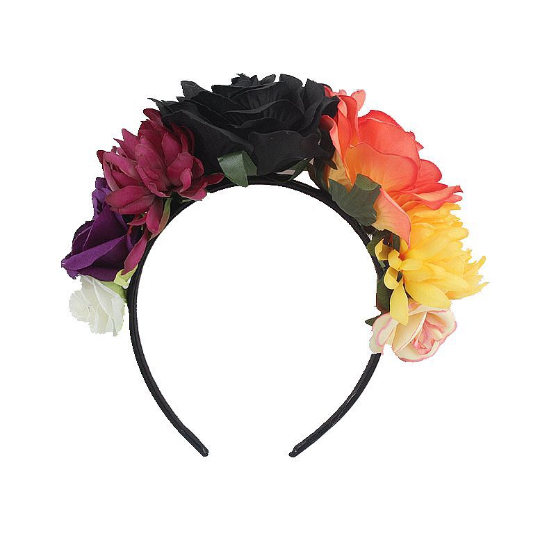 Artificial rose headband headwear ethnic makeup pie butt buckle