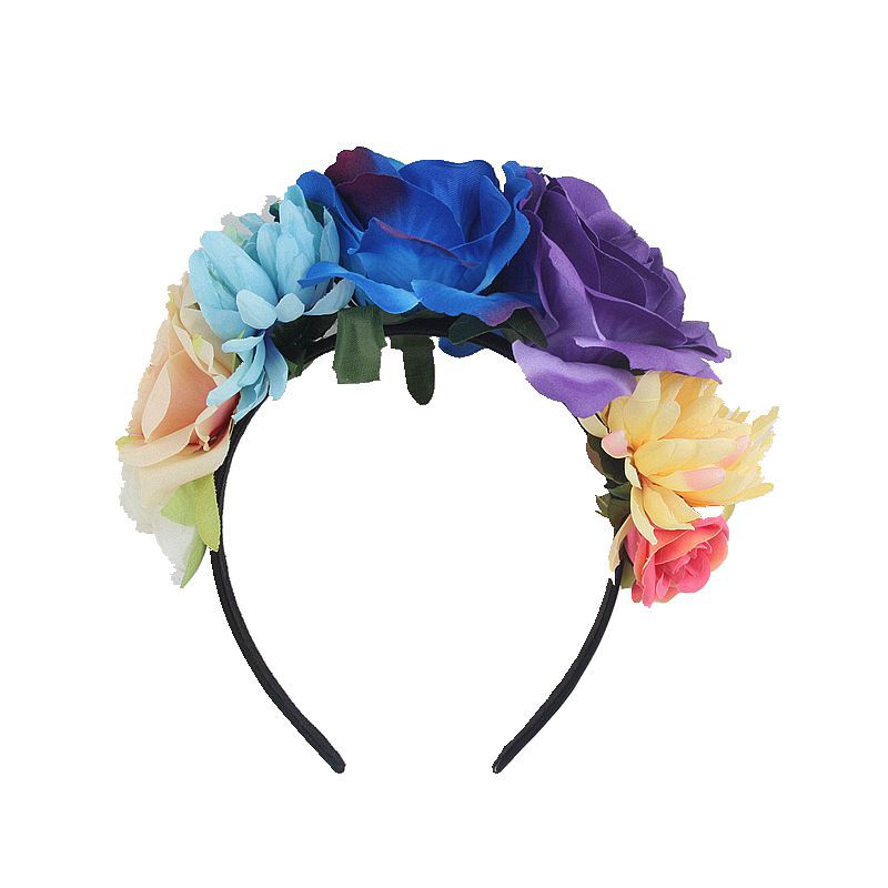 Artificial rose headband headwear ethnic makeup pie butt buckle