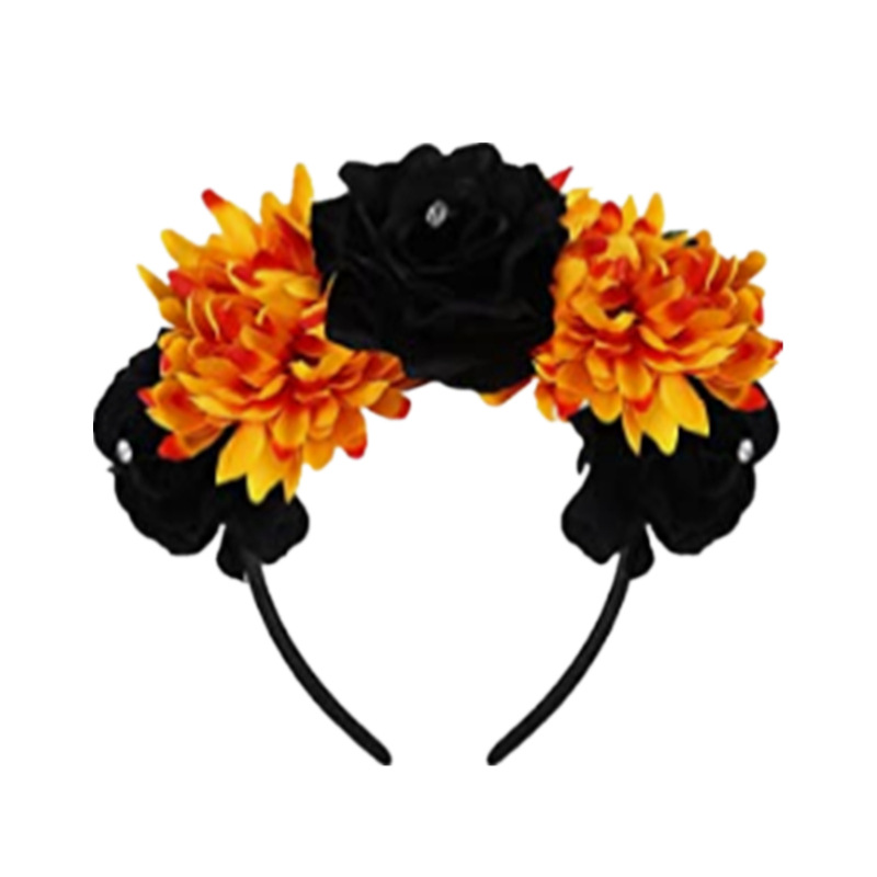 Artificial rose headband headwear ethnic makeup pie butt buckle