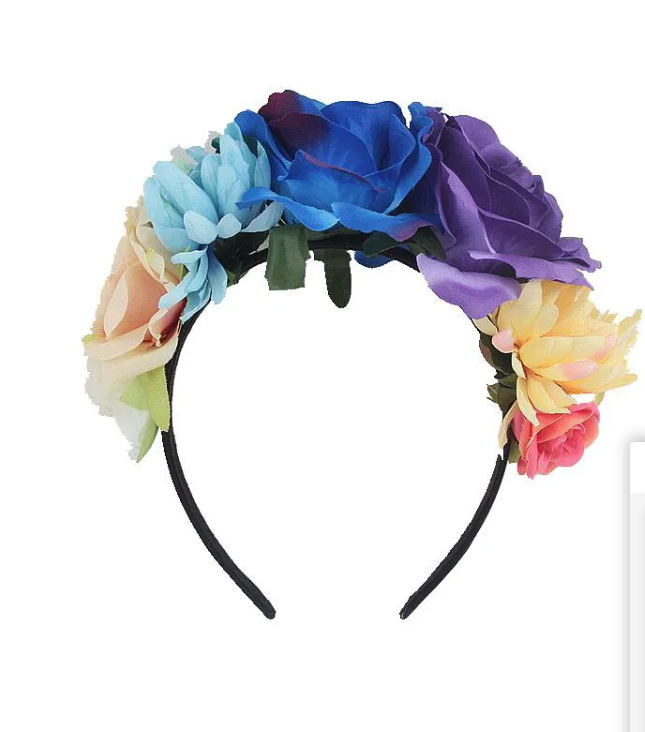 Artificial rose headband headwear ethnic makeup pie butt buckle