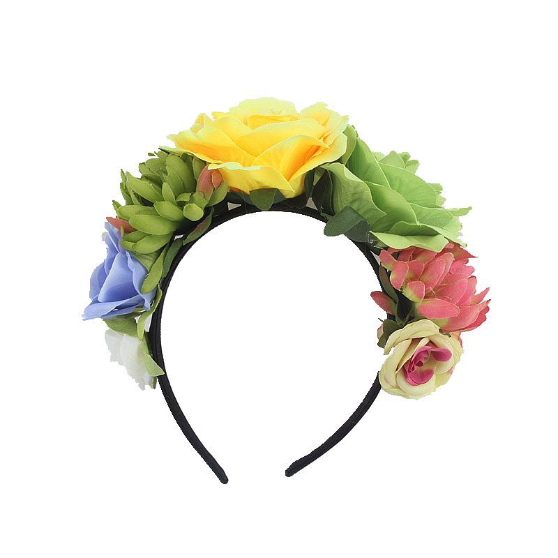 Artificial rose headband headwear ethnic makeup pie butt buckle