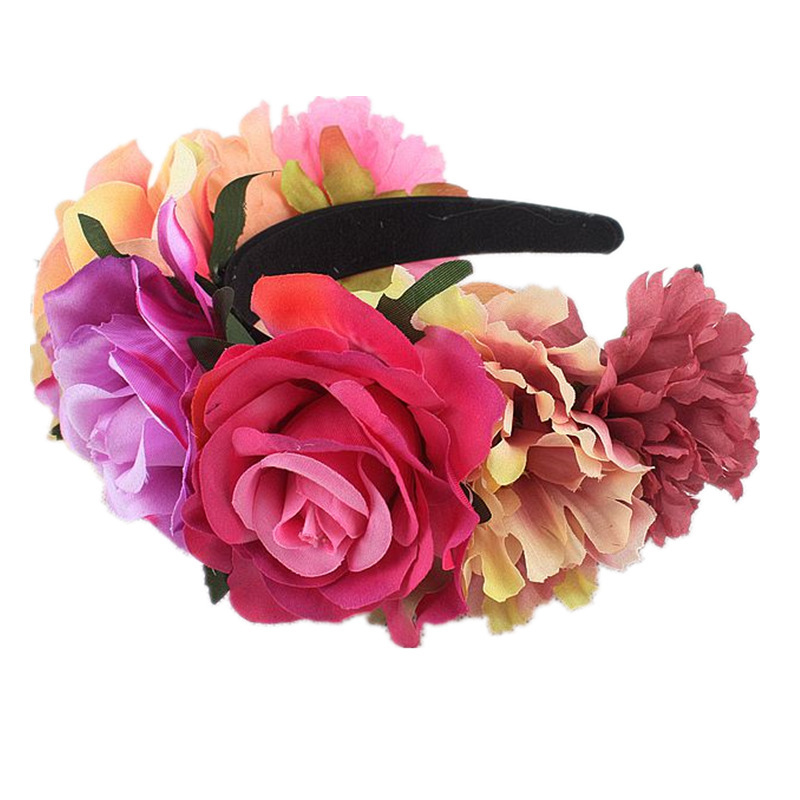 Artificial rose headband headwear ethnic makeup pie butt buckle