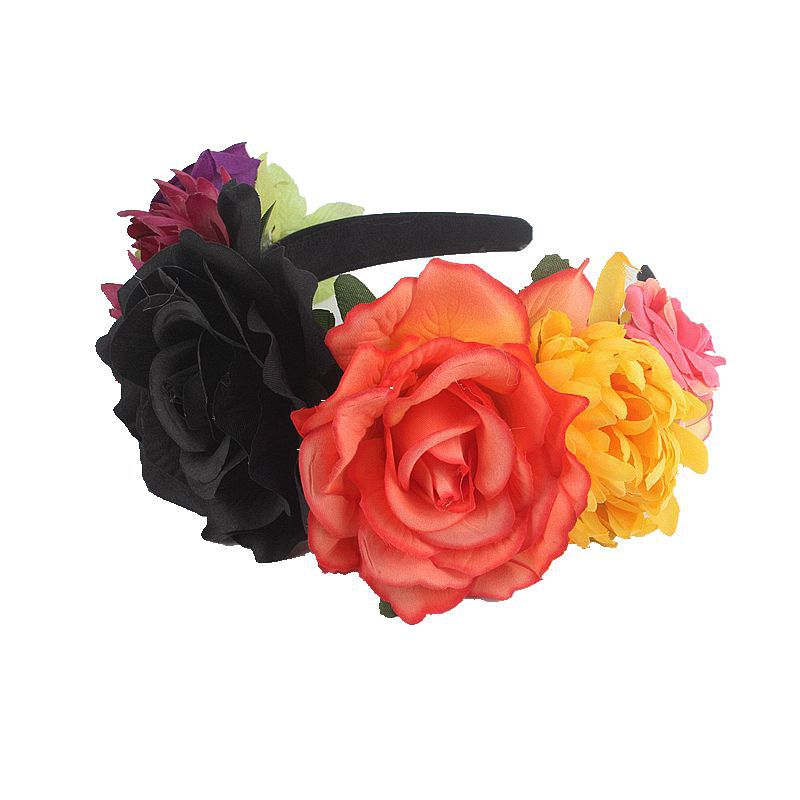 Artificial rose headband headwear ethnic makeup pie butt buckle