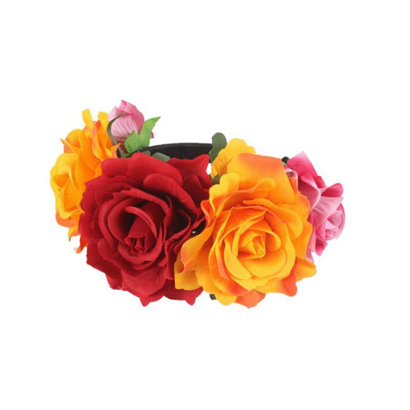 Artificial rose headband headwear ethnic makeup pie butt buckle