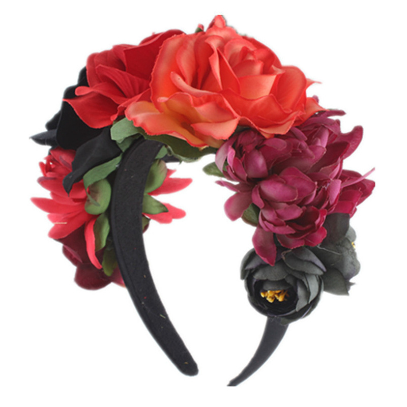 Artificial rose headband headwear ethnic makeup pie butt buckle