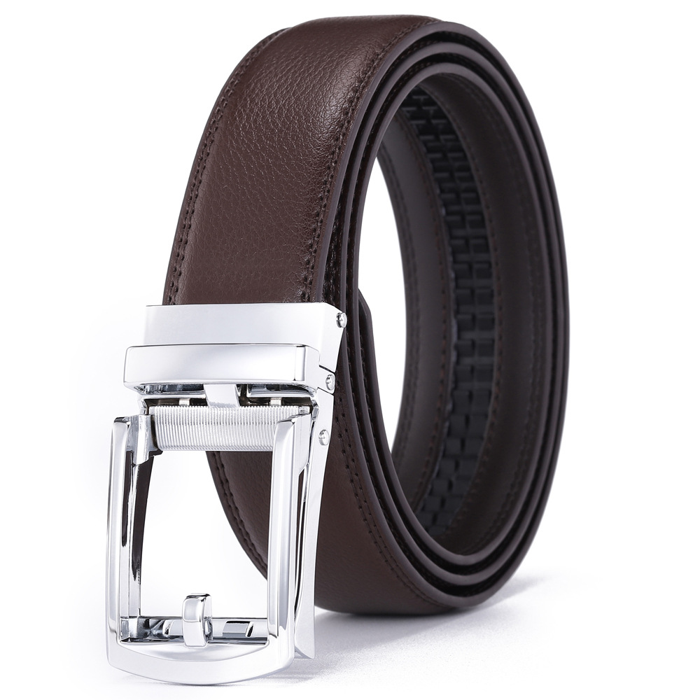 Automatic buckle fake needle buckle cowhide belt