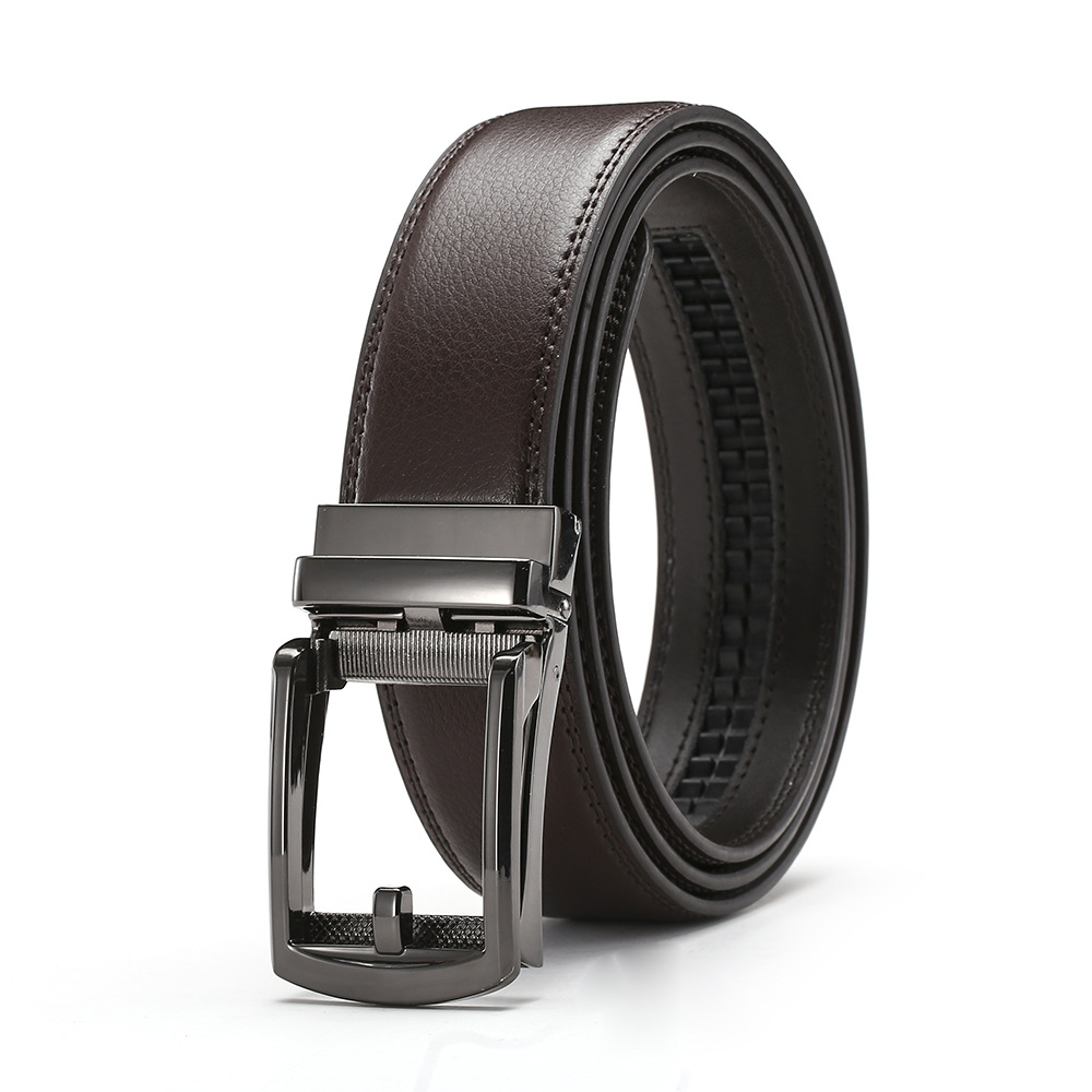 Automatic buckle fake needle buckle cowhide belt