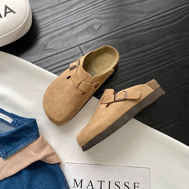 Autumn and winter fluffy slippers with velvet thick sole half drag