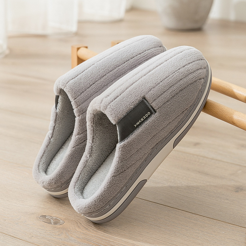 Autumn and winter plush slippers with thick soles