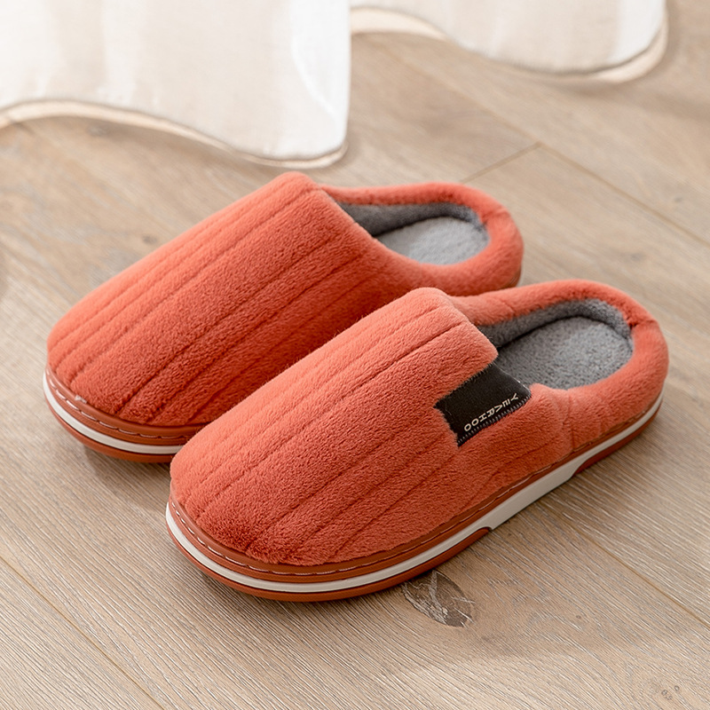 Autumn and winter plush slippers with thick soles