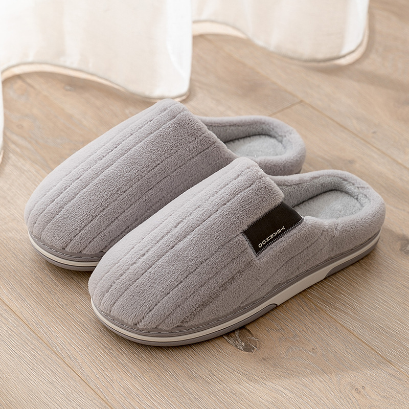 Autumn and winter plush slippers with thick soles
