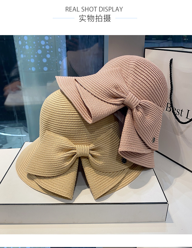 Beach hat with large brim and bow