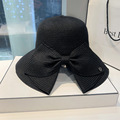 Beach hat with large brim and bow