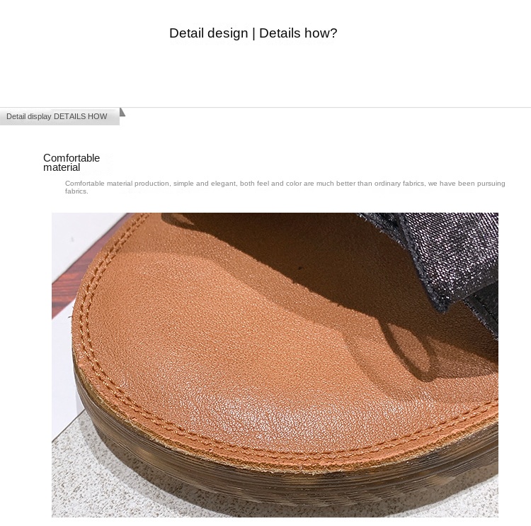 Beach slippers with bow on beef tendon sole