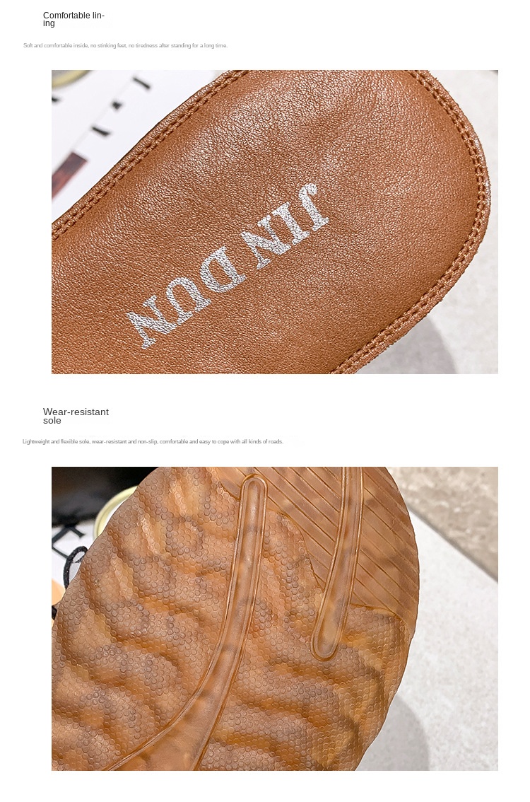 Beach slippers with bow on beef tendon sole