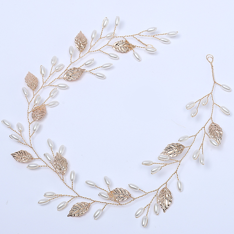 Bridal headwear Gold leaf alloy copper wire headband