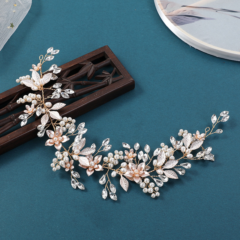 Bridal headwear Gold leaf alloy copper wire headband