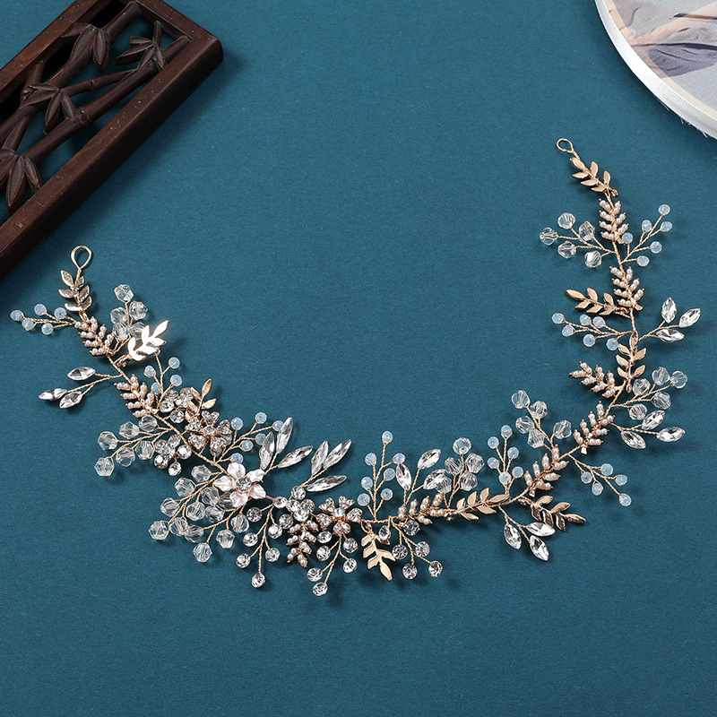 Bridal headwear Gold leaf alloy copper wire headband