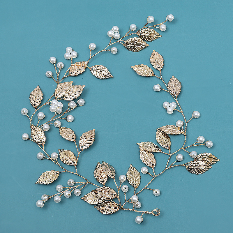 Bridal headwear Gold leaf alloy copper wire headband