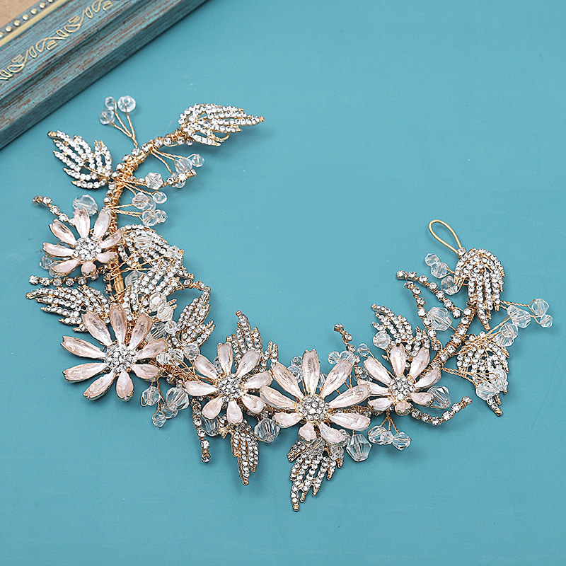 Bridal headwear Gold leaf alloy copper wire headband