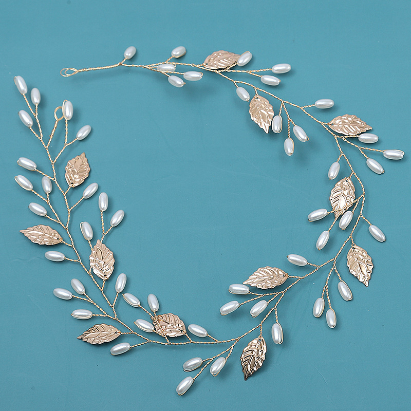 Bridal headwear Gold leaf alloy copper wire headband