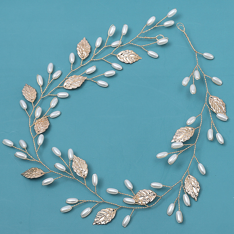 Bridal headwear Gold leaf alloy copper wire headband