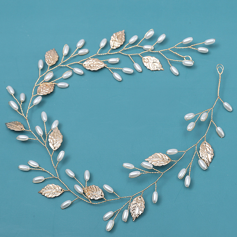 Bridal headwear Gold leaf alloy copper wire headband