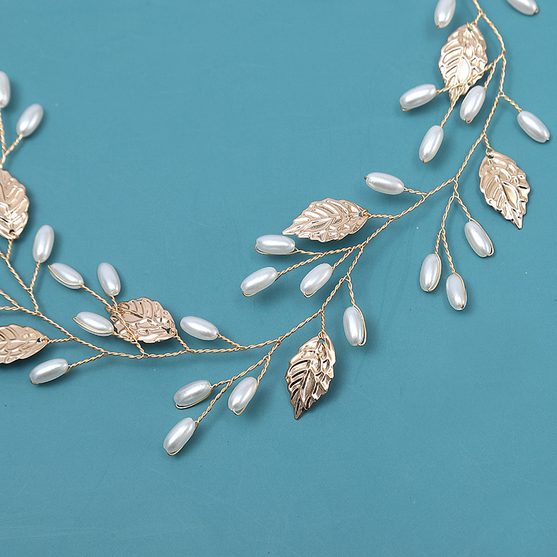 Bridal headwear Gold leaf alloy copper wire headband