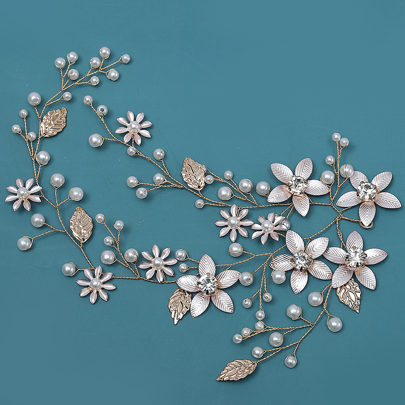 Bridal headwear Gold leaf alloy copper wire headband