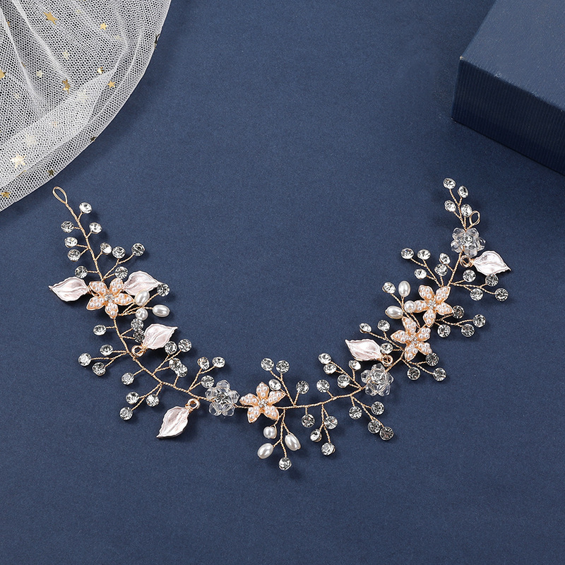 Bridal headwear Gold leaf alloy copper wire headband