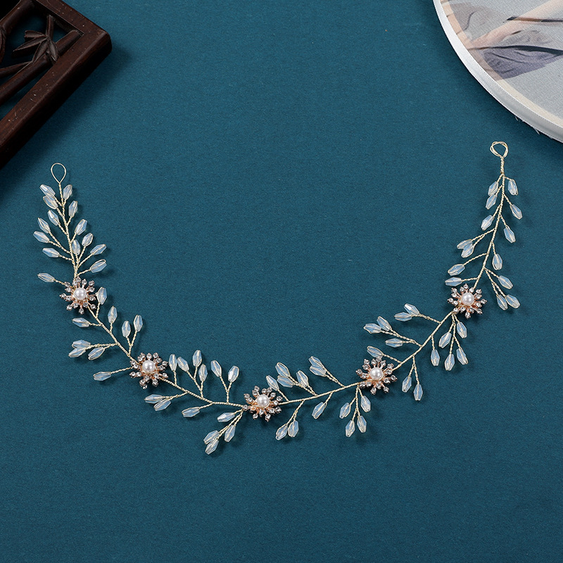 Bridal headwear Gold leaf alloy copper wire headband