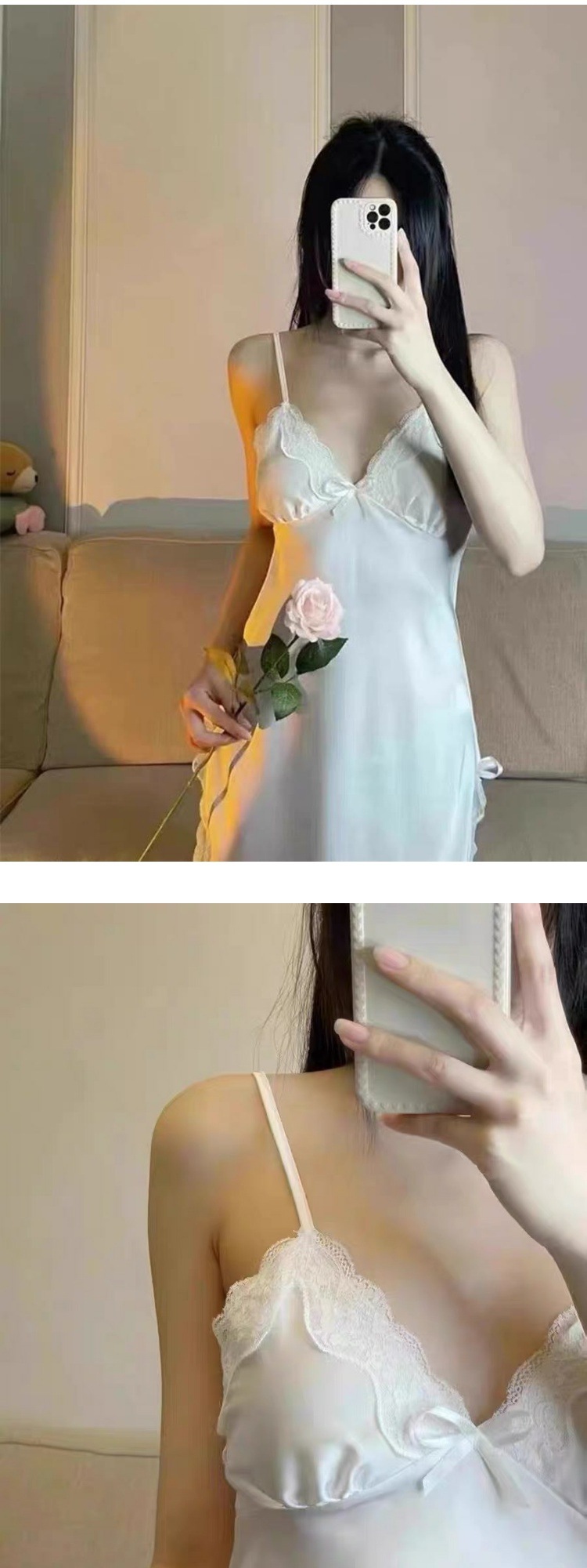 Camisole pajamas high satin nightdress