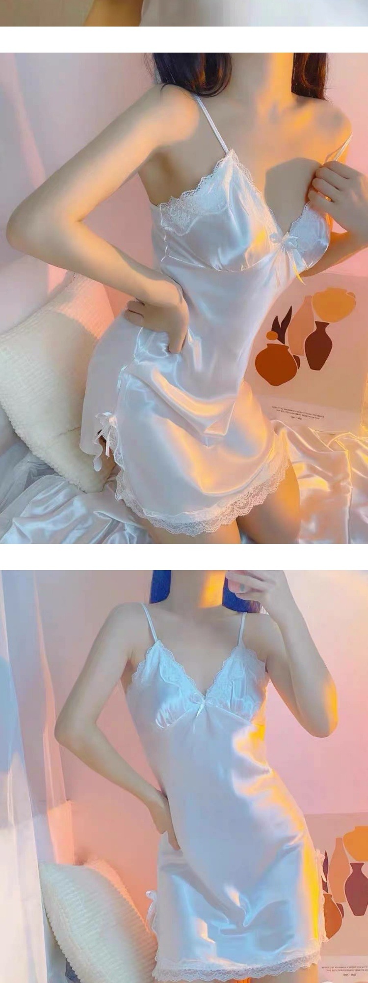 Camisole pajamas high satin nightdress