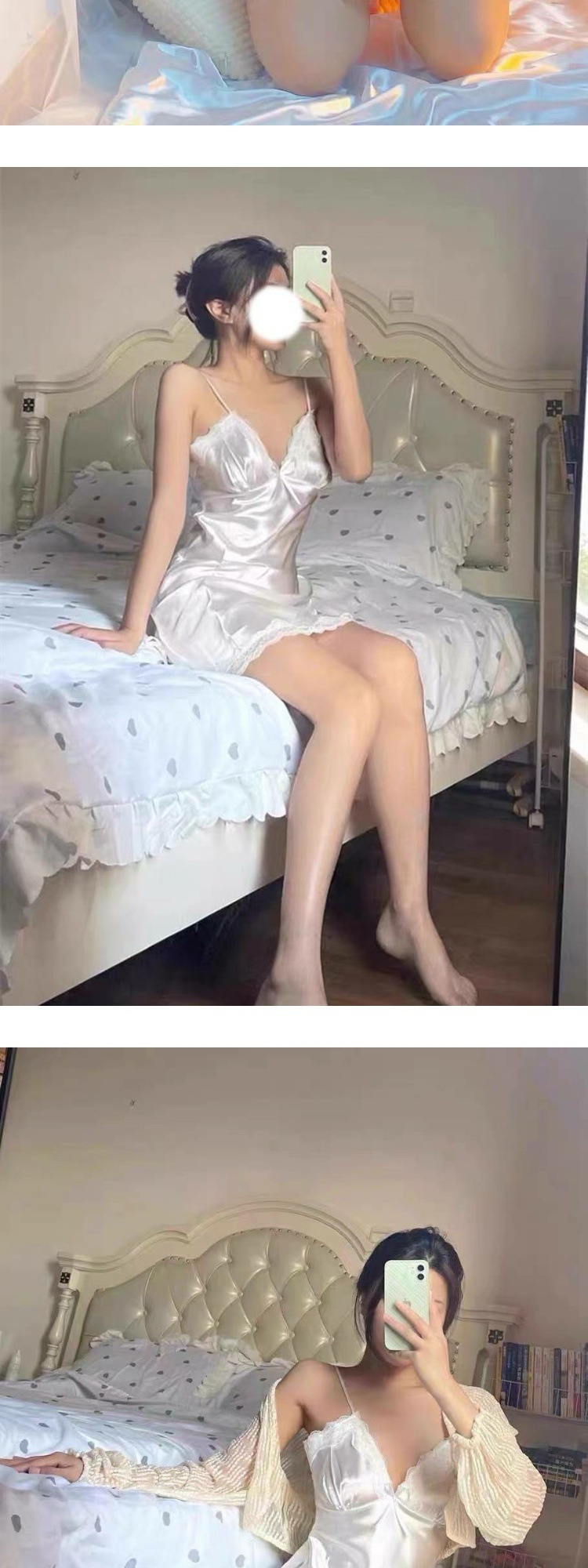 Camisole pajamas high satin nightdress