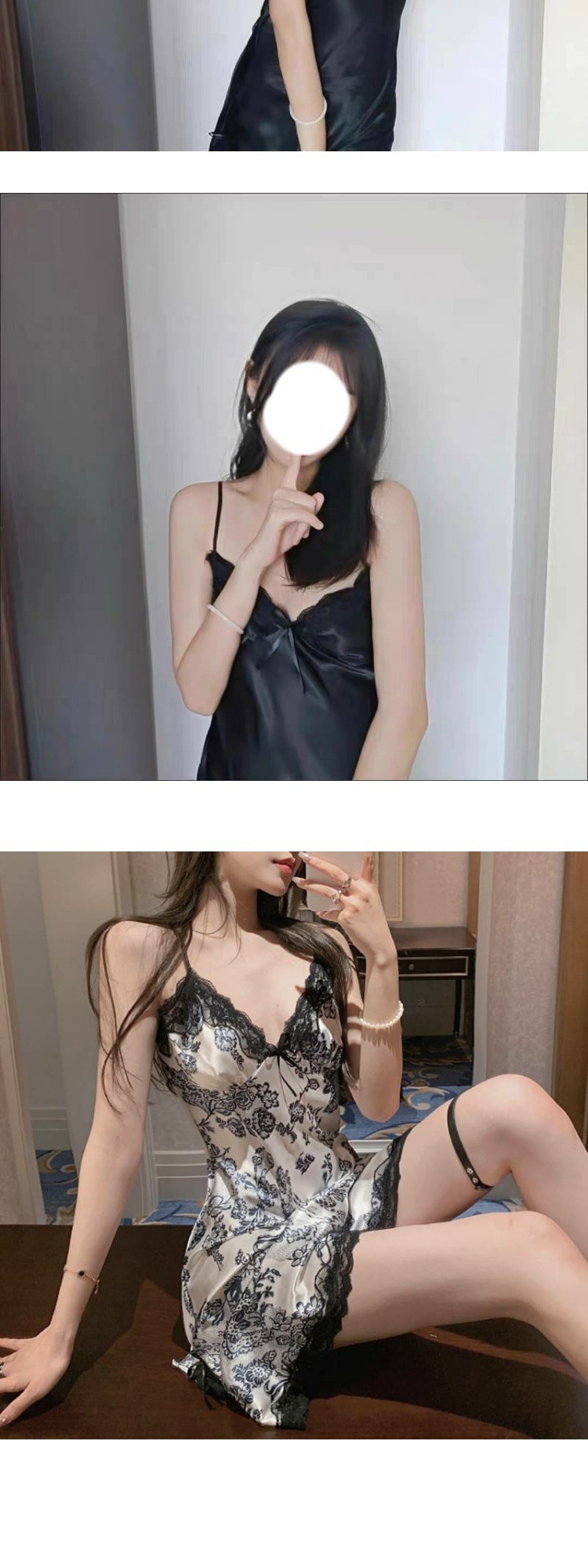 Camisole pajamas high satin nightdress