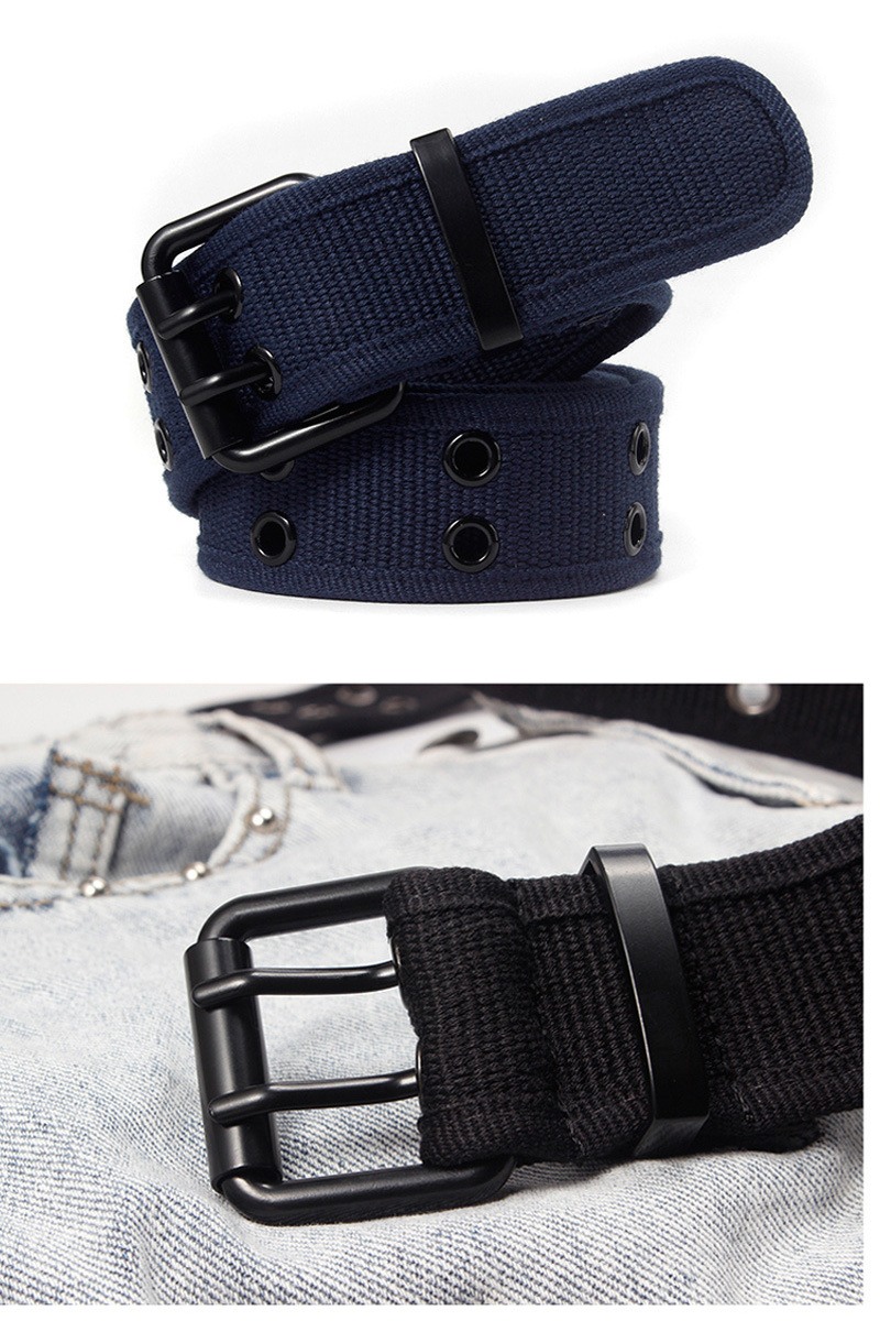 Canvas belt with square buckle without holes