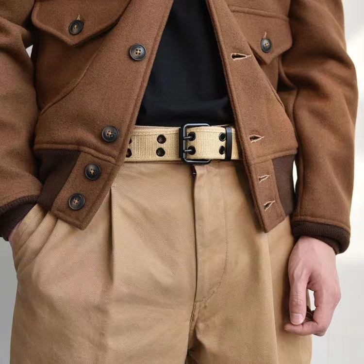 Canvas belt with square buckle without holes