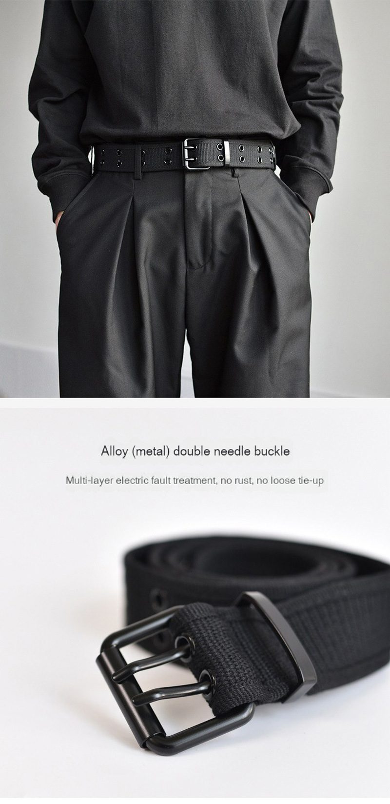 Canvas belt with square buckle without holes