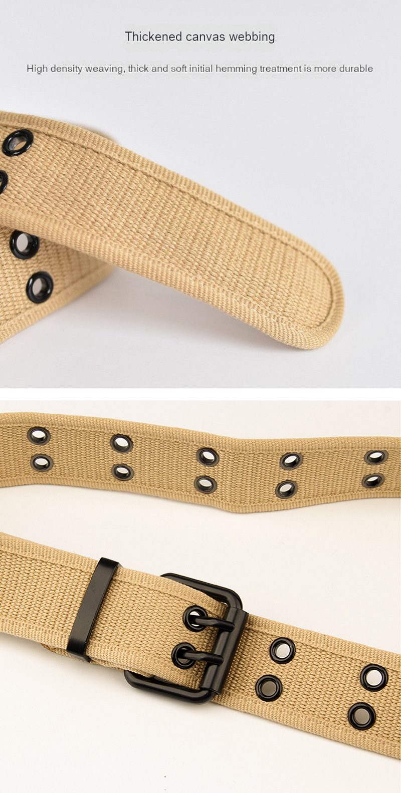 Canvas belt with square buckle without holes