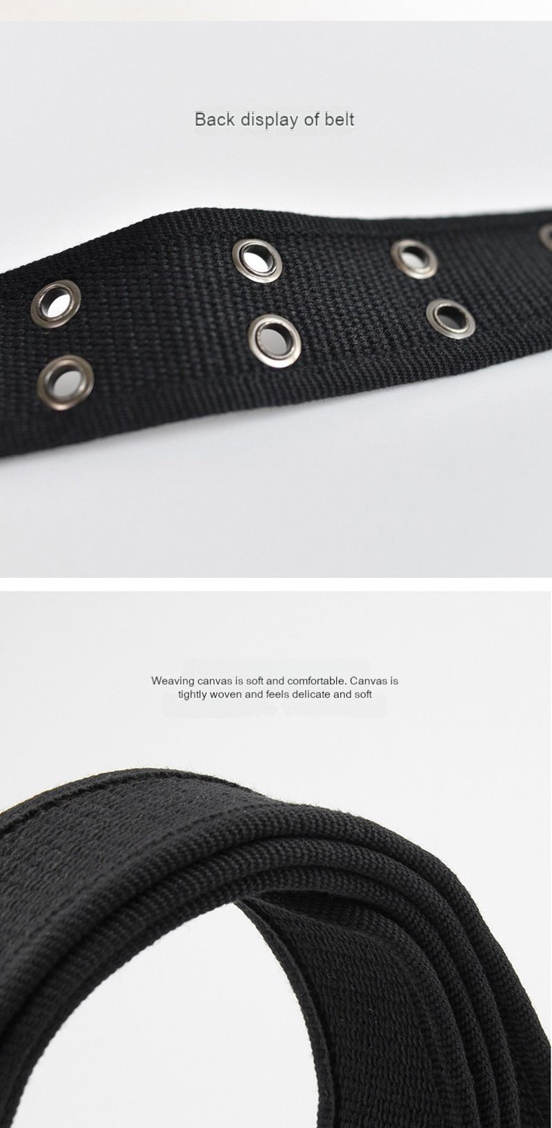Canvas belt with square buckle without holes