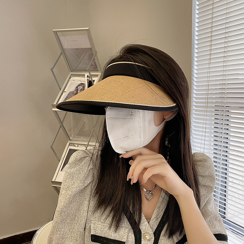 Collapsible UV shielding face with large roof and empty sun hat